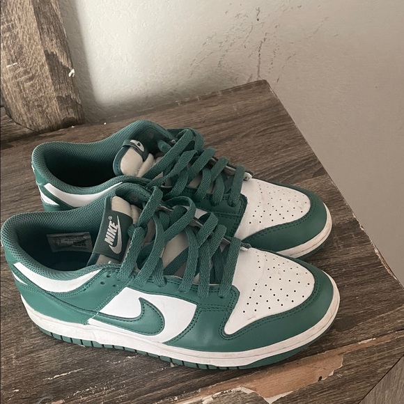 Nike Forest Green and White Low-Top Sneakers